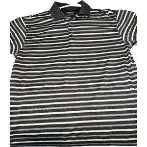 PGA Tour Golf Polo Black Striped Shirt Top Short Sleeve Mens Size L
